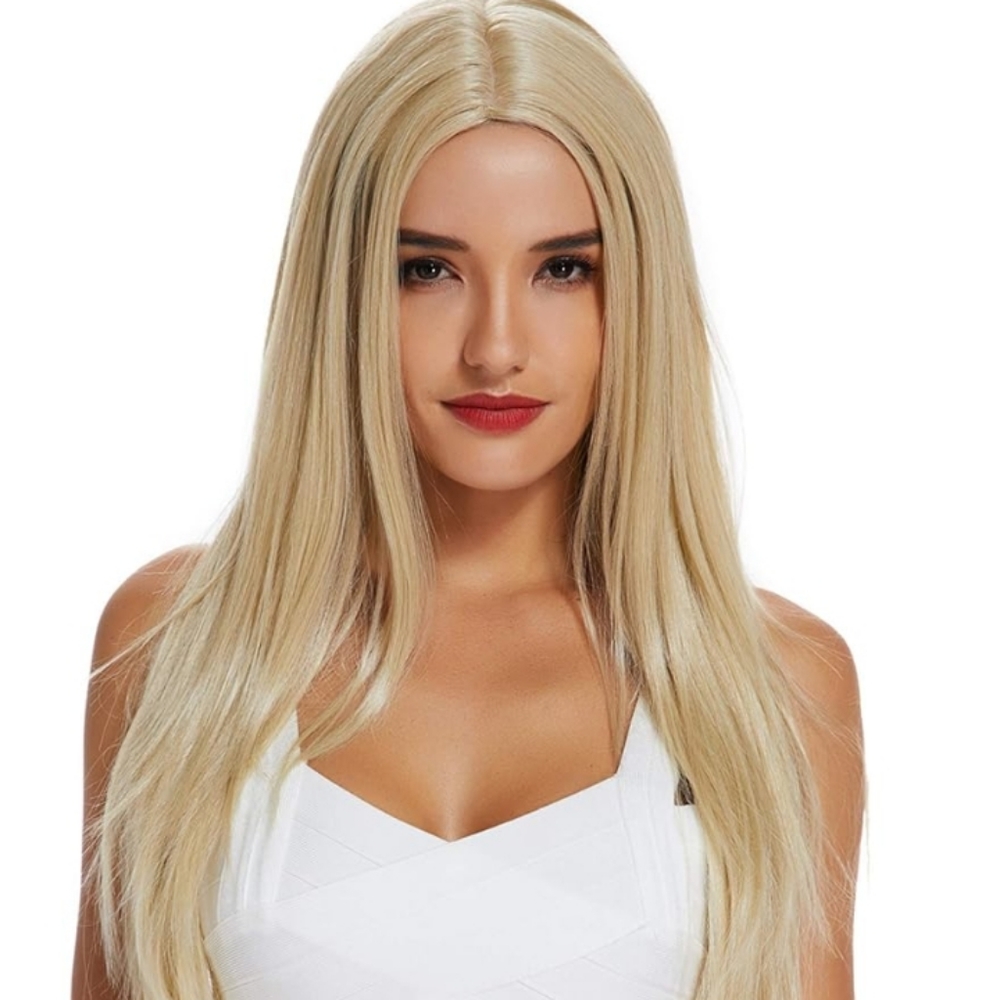 Synthetic Straight Hair Wig for Daily Blonde